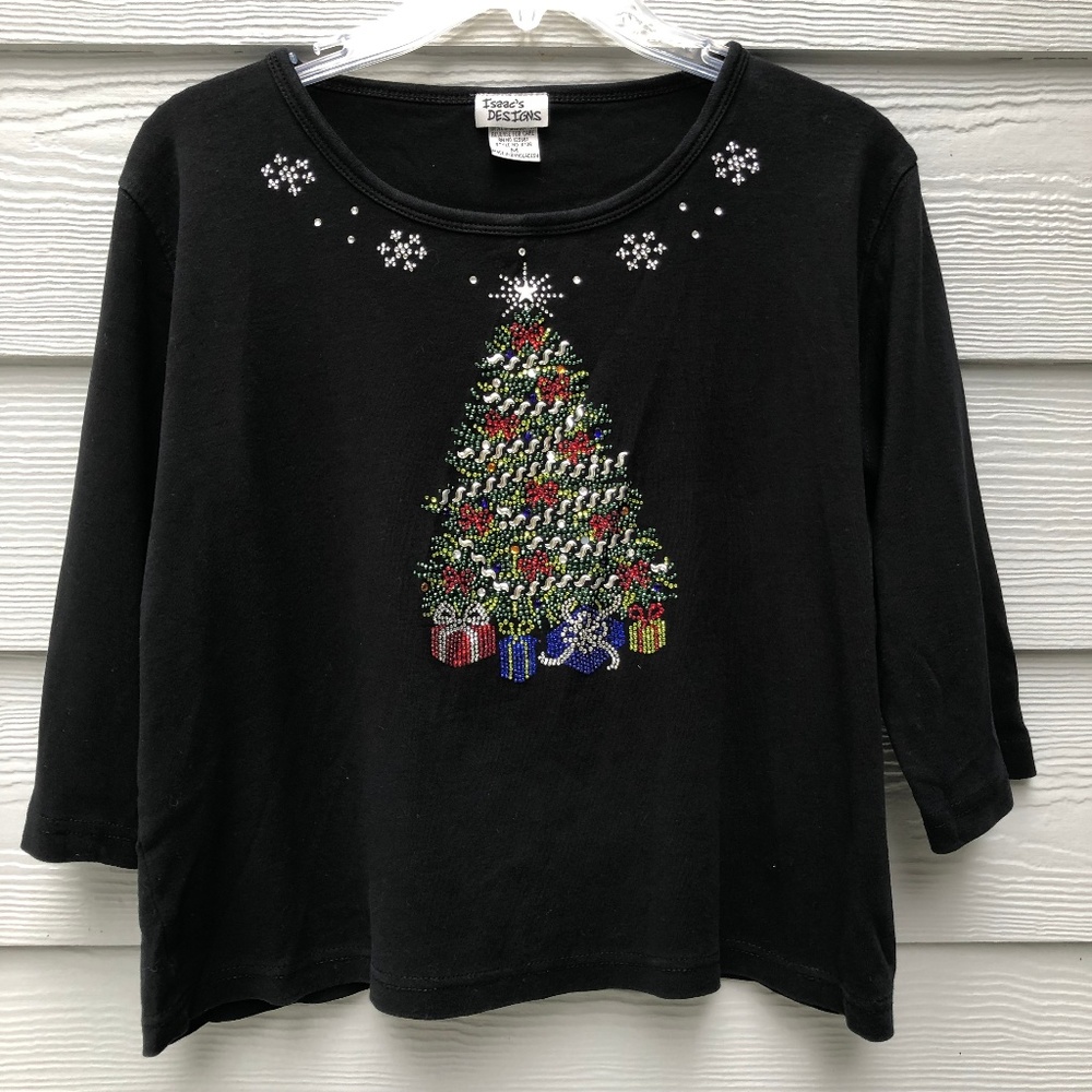 Isaac's Designs Black Cotton Christmas Tee